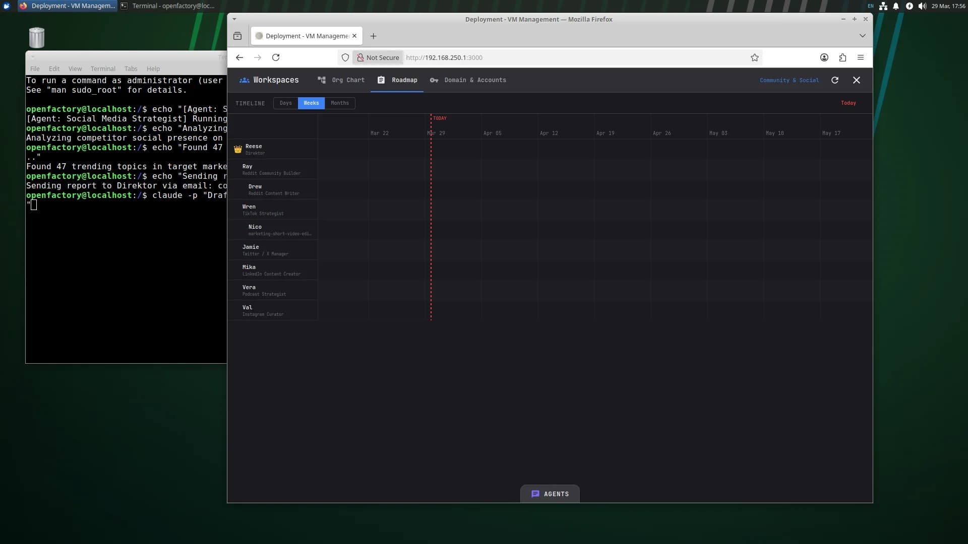 Agent roadmap and milestone tracking with Gantt timeline
